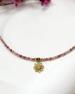 Naszyjnik Rodonit 2mm- Kamień serca