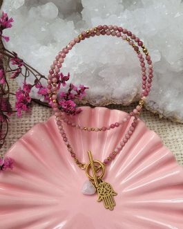 Naszyjnik Serce Spokoju z Rodonitu na przekładanym zapięciu