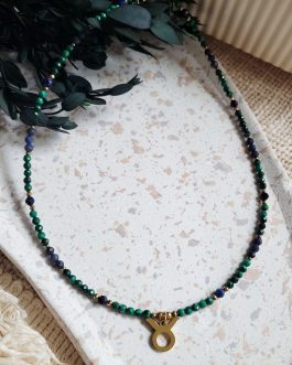 Komplet Biżuterii dla Byka: Naszyjnik i Bransoletka z Malachitu, Szafiru i Lapisu Lazuli