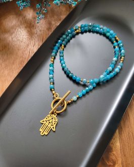 Naszyjnik Pozytywnego Myślenia Apatyt 4mm na przekładanym zapięciu