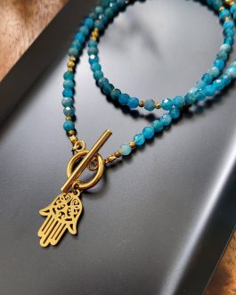 Naszyjnik Pozytywnego Myślenia Apatyt 4mm na przekładanym zapięciu