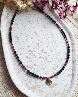 Naszyjnik Czarny Turmalin, Ametyst i Rubin – Twoja Energetyczna Równowaga