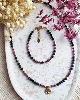 Bransoletka Czarny Turmalin, Ametyst i Rubin – Twoja Energetyczna Równowaga