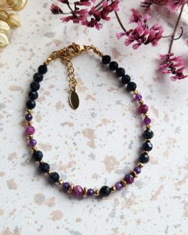 Bransoletka Czarny Turmalin, Ametyst i Rubin – Twoja Energetyczna Równowaga